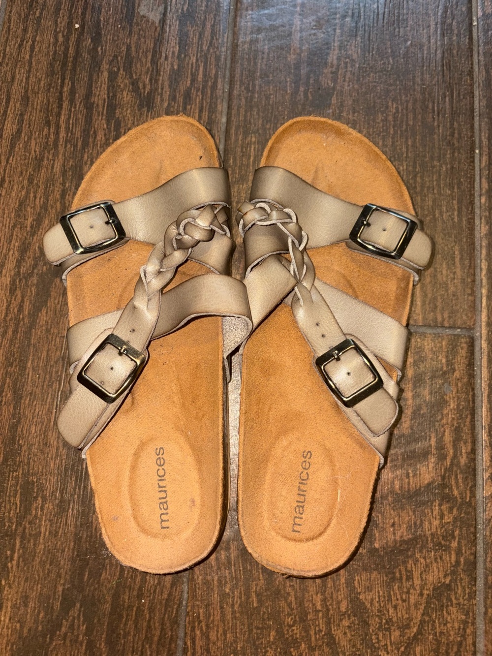 Maurices Braided-Strap Comfort Sandals - Taupe/Beige
